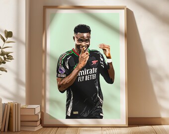 Bukayo Saka Poster, Saka Gift Poster, Arsenal Poster, Saka Fan Art, Sports Poster, Gift For Son, Kids Wall Art, Gunners, Premier League
