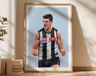 Scott Pendlebury Poster, Collingwood Magpies Poster, Gift Poster, AFL Poster, Sports Bedroom Posters, Gift For Son, Kids Wall Art