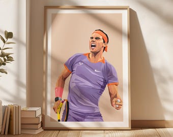 Rafa Nadal Poster, Tennis Poster, Rafa Nadal Fan Art, Sports Bedroom Posters, Gift For Son, Kids Wall Art