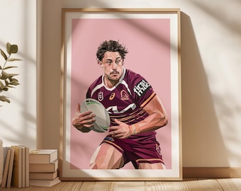 Kotoni Staggs Poster, Broncos Poster, Gift Poster, NRL Poster, Brisbane Broncos Fan Art, Sports Bedroom Posters, Gift For Son, Kids Wall Art