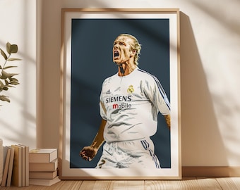David Beckham Poster, Beckham Gift Poster, Real Madrid Poster, Beckham Fan Art, Sports Poster, Gift For Son, Kids Wall Art, LaLiga Poster