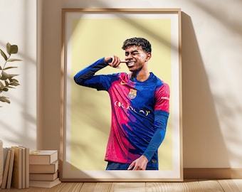 Lamine Yamal Poster, Yamal Gift Poster, Barcelona Poster, Yamal Fan Art, Sports Poster, Gift For Son, Kids Wall Art, Barca Poster, LaLiga