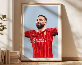 Mohamed Salah Poster, Mo Salah Poster, Liverpool Gift Poster, Liverpool Poster, Salah Fan Art, Sports Poster, Gift For Son, Kids Wall Art
