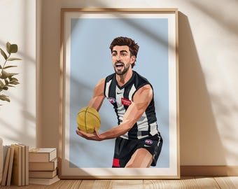 Josh Daicos Poster, Collingwood Magpies Poster, Gift Poster, AFL Poster, Sports Bedroom Posters, Gift For Son, Kids Wall Art