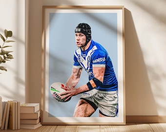 Matt Burton Poster, Bulldogs Poster, Gift Poster, NRL Poster, Bulldogs Fan Art, Sports Bedroom Posters, Gift For Son, Kids Wall Art