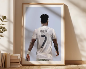 Vini Jnr Poster, Real Madrid Poster, Gift Poster, Football Poster, Real Madrid Fan Art, Sports Bedroom Posters, Gift For Son, Kids Wall Art