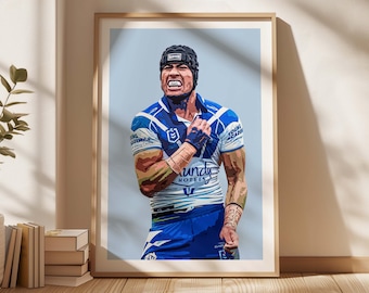Stephen Crichton Poster, Bulldogs Poster, Gift Poster, NRL Poster, Bulldogs Fan Art, Sports Bedroom Posters, Gift For Son, Kids Wall Art