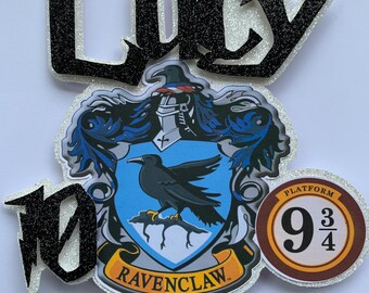 Personalised 6" wide Hogwarts School Houses Ravenclaw Gryffindor, Slytherin, Hufflepuff, Platform 934 - Harry Potter Birthday Topper