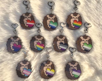 Pride Hedgehog Glitter Epoxy Keychains