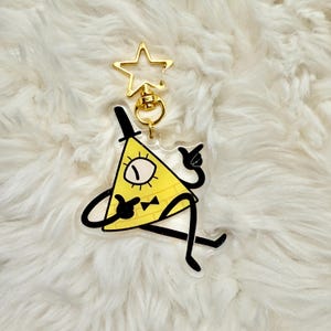 Bill Cipher Gravity Falls Glitter Keychain Charm