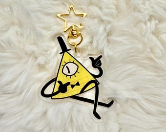 Bill Cipher Gravity Falls Glitter Keychain Charm