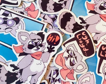 Rambley the Raccoon Stickers + Magnets
