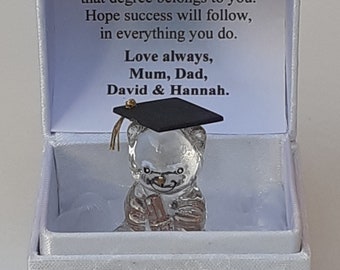 PERSONALISED GRADUATION Day Keepsake Gift Set with Wise Graduation Bear, Cap & Scrolls