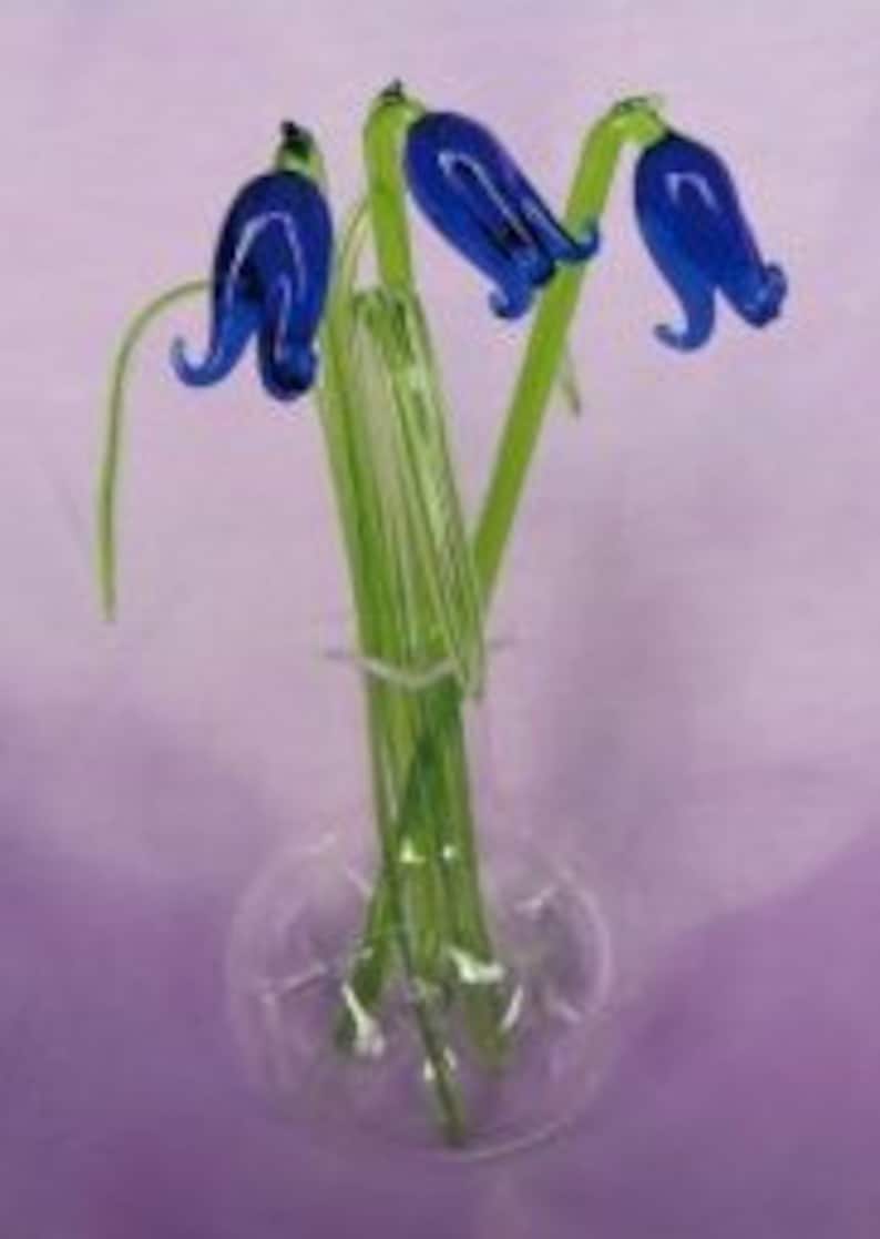 Bunch of Hand made Glass BLUEBELLS, GRASS and stunning VASE image 6
