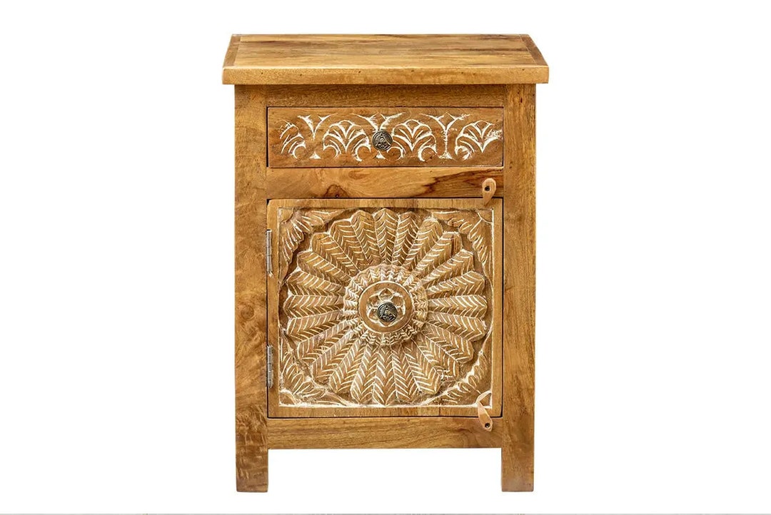 Whitewash Bedside Table Side Table 514070cm Nightstand Etsy