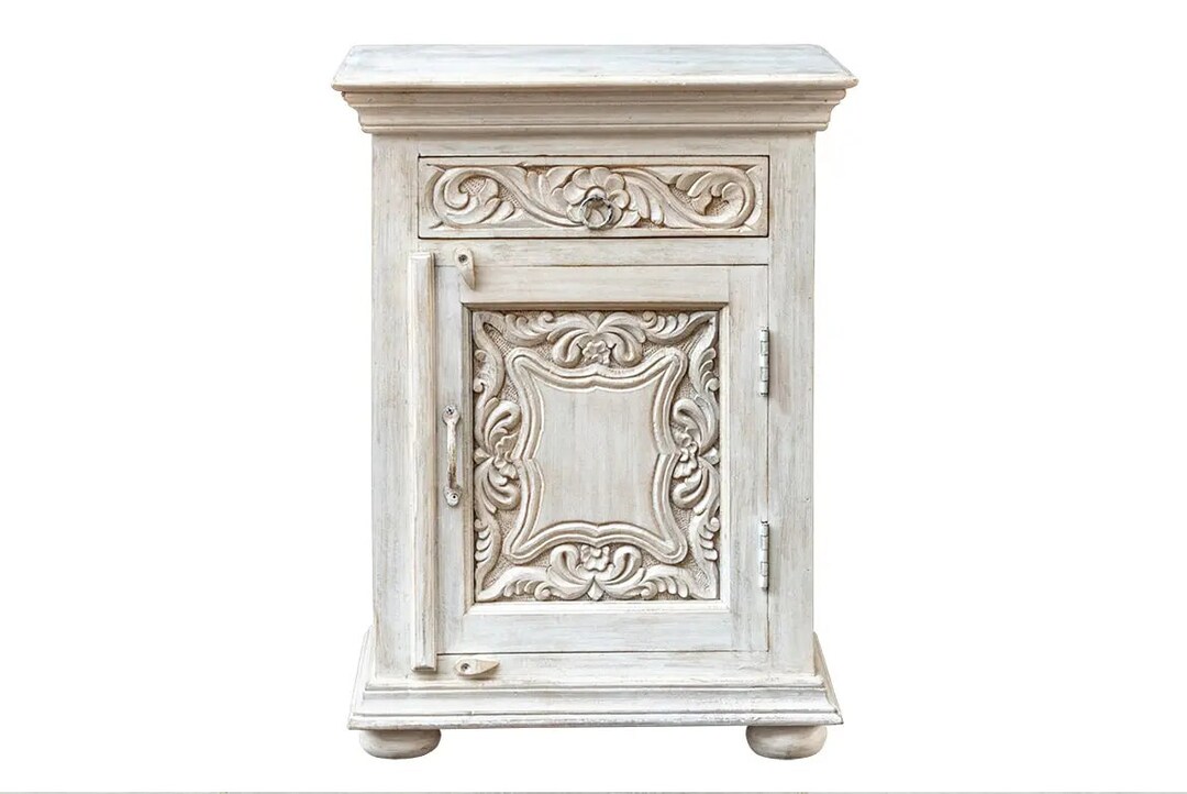 Whitewash Bedside Table Side Table 523871 Cm Nightstand Etsy
