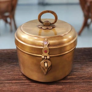 Engraved Brass Trinket Box: Antique Style Jewelry Holder, Home Decor