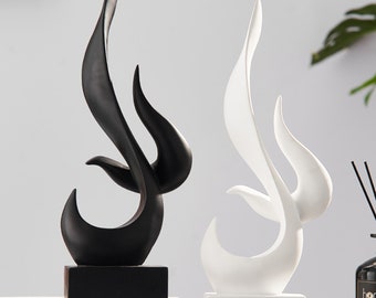 Modern Abstract Flame Sculpture - Unique Fire Artwork for Office & Home Decor - Ideal New Home Presents