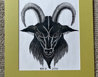 Original One of a Kind Mixed Media Baphomet Drawing ~~~~ ORIGINAL ~ ( NOT A PRINT )