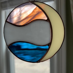 Crescent Moon Stained Glass Suncatcher Small