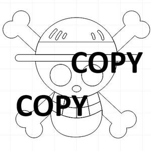 May include: A black and white line drawing of a skull with crossbones, wearing a hat. The word "COPY" is written in bold, black letters across the skull and below the skull. The design is on a white background.