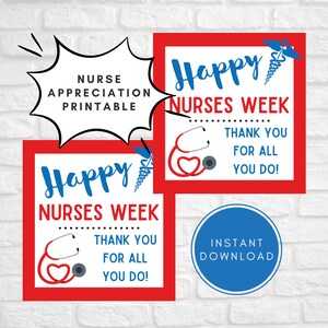 Download IMMEDIATO Etichetta regalo di apprezzamento per gli infermieri, Settimana degli infermieri rossi Grazie