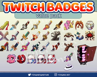 Nichirin Sword Twitch Badges/Emotes ( Bit oder Sub) | Slayer katana maske Demon Anime zucken Alarm! Vorteilspack für Discord von Youtube
