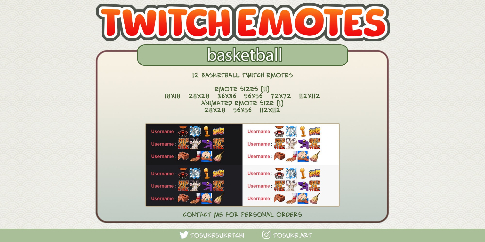Basketball Twitch Emote Pack for Streamers 12 Pack of NBA Slang Like