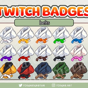 Belt Twitch Sub Bit Badges Fighting Karate Taekwondo Judo Jiujitsu