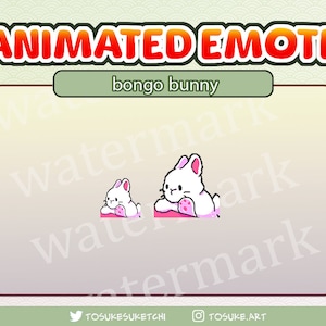 Bongo Bunny animated emote cute twitch streamer vtuber GIF white bunny cute bunny discord emote
