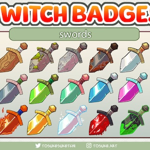 ソード Twitch バッジ / エモート (ビットまたはサブ) 15 個 / Twitch ビット バッジ、キャラクター サブ バッジ、ビット バッジ、Twitch グラフィック、Twitch ソード バッジ