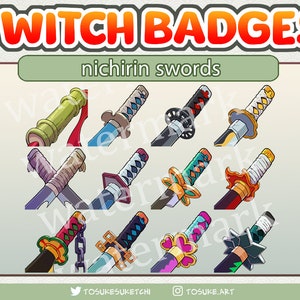 Nichirin Sword Twitch badges / emotes ( Bit or Sub) | Slayer katana Demon Anime