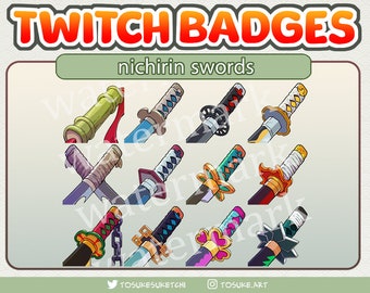 Nichirin Sword Twitch Badges/Emotes ( Bit oder Sub) | Slayer katana Dämon Anime