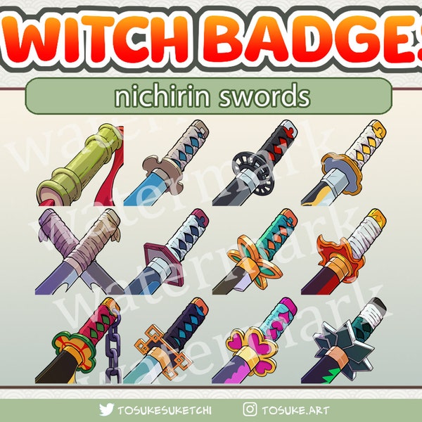 Nichirin Sword Twitch Badges/Emotes ( Bit oder Sub) | Slayer katana Dämon Anime