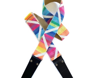 Deluxe guitar strap, Gift for guitarists, Strong and durable, Suitable for bass and other heavy instruments, Handmade, Cotton and leather