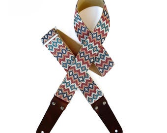 Deluxe guitar strap, Gift for guitarists, Strong and durable, Suitable for bass and other heavy instruments, Handmade, Cotton and leather
