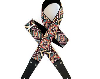 Deluxe guitar strap, Gift for guitarists, Strong and durable, Suitable for bass and other heavy instruments, Handmade, Cotton and leather