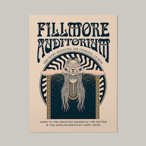 Cartel del Auditorio Fillmore, Impresión de arte psicodélico, Cartel de música psicodélica, Arte psicodélico, Arte de pared trippy, Impresión de música vintage, Arte boho