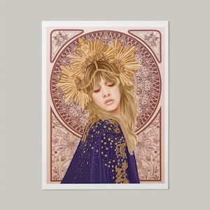 Stevie Nicks Art Print, Cartel de Stevie Nicks, Retrato de Stevie Nicks, Stevie Nicks Mucha Wall Art, Vintage Alphonse Mucha, Boho Wall Art