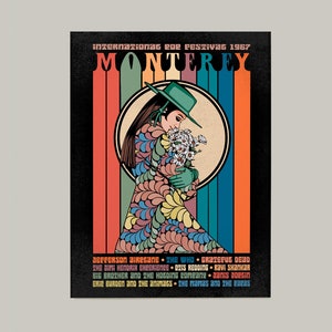Cartel del Festival Internacional de Pop de Monterey, Impresión de arte de Monterey, Arte de pared hippie, Impresión de arte boho, Impresión musical, Cartel de concierto, Arte vintage