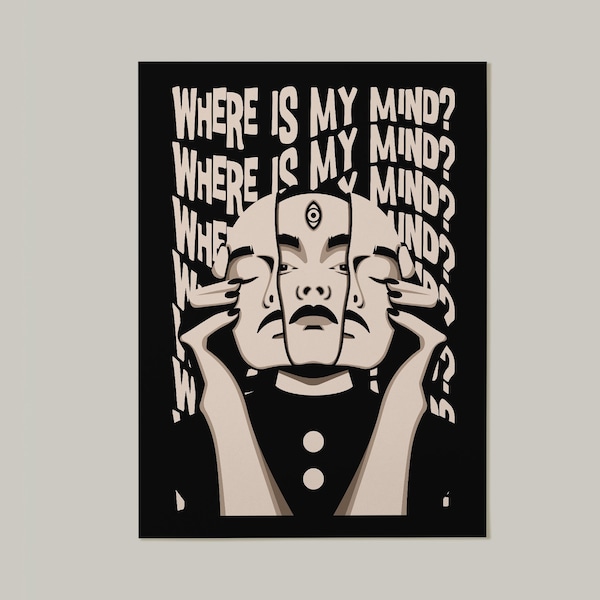 Pixies Where is My Mind Poster, Psychedelic Poster, Psychedelic Wall Art, Psychedelic Art Print, Trippy Art, Trippy Portrait, Music Art