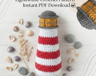 Lighthouse Crochet Pattern, Amigurumi Nautical Decor PDF, Coastal Crochet Tutorial, Digital Download