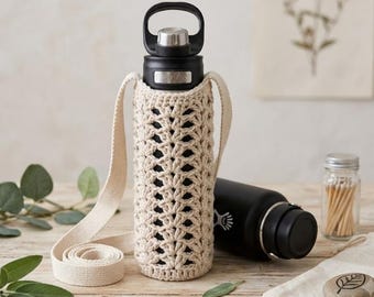 Crochet Water Bottle Holder Pattern PDF | Easy  Crossbody Sling Tutorial | Hydroflask Carrier Bag Pattern