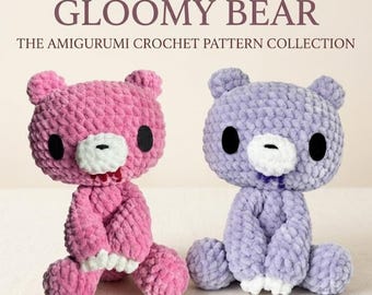 Gloomy Bear Crochet Pattern, Amigurumi PDF, Animal Tutorial, Gothic Plushie Pattern, Bloody Pink  DIY