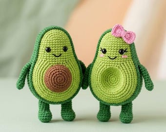 Crochet Avocado Amigurumi Pattern, Kawaii Food Plushie, Beginner Fruit (PDF Download)