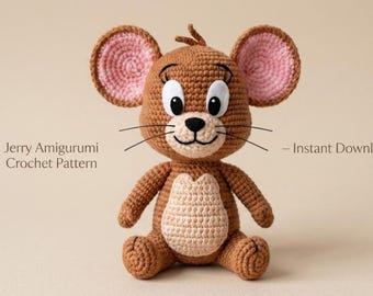 Jerry Mouse Amigurumi Crochet Pattern - Cartoon  Crochet PDF - Instant Download