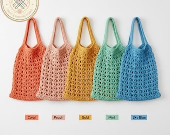 Crochet Market Bag Pattern, Mesh Grocery Tote PDF, Summer Beach ,Reusable Shopping Bag.