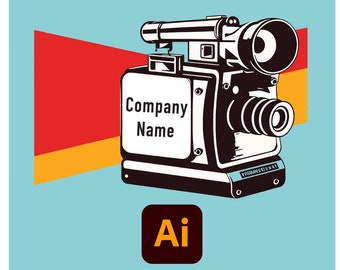 Vintage 60s Camera Vector Logo Digital Download for Adobe Illustrator