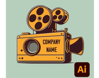 Vintage 70er Jahre Film Kamera Logo Digital Download für Adobe Illustrator