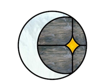 Motif d'attrape-soleil en vitrail lune et étoile (MISE À JOUR)